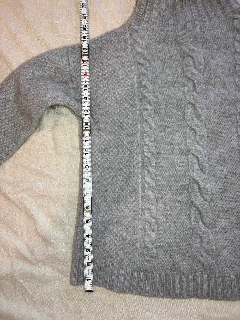 Mantovani Studio Gray 100% Italian Cashmere Ribbed Turtleneck Sweater Large L - Picture 3 of 9